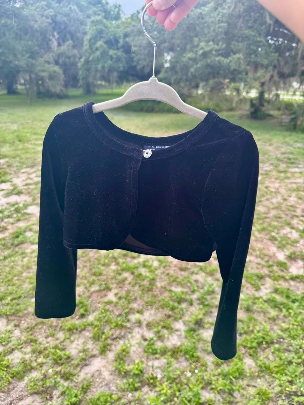 The Children's Place Black Velvet Bolero with Crystal Button